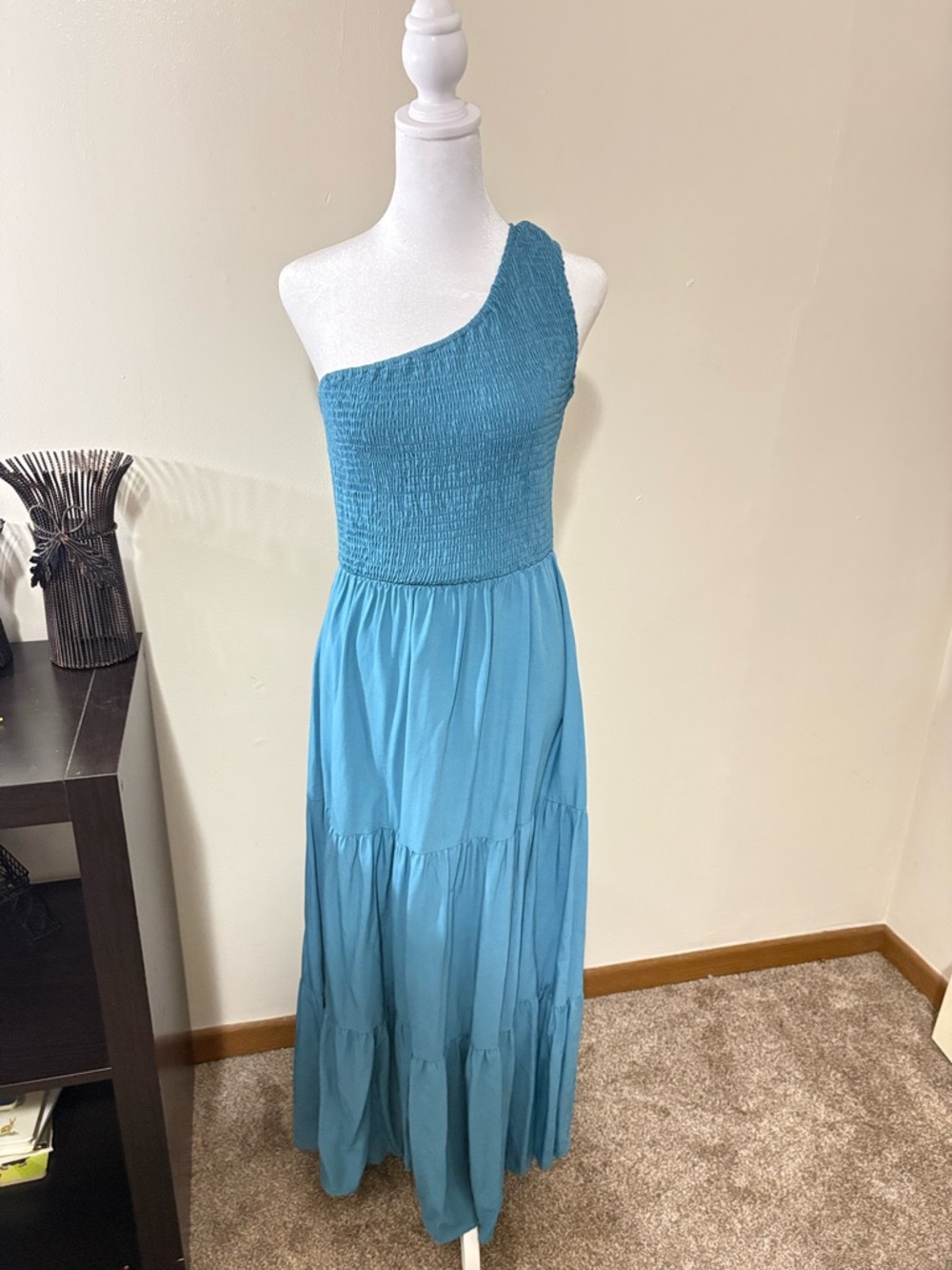 Elegant Teal One-Shoulder Dress
